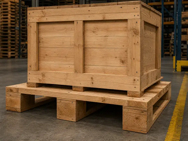 Reinforced custom wood pallet for industrial equipment