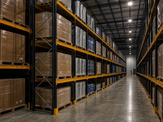 Selective pallet racking with stored loads